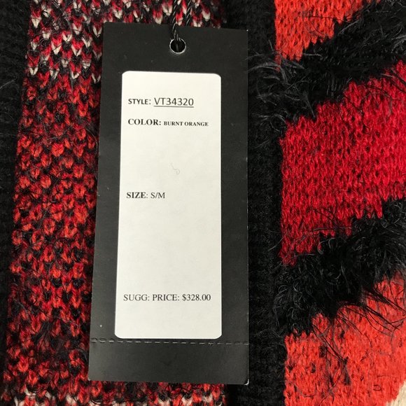 Vertigo Women's Burnt Orange Striped Cape Fringed - Picture 9 of 11